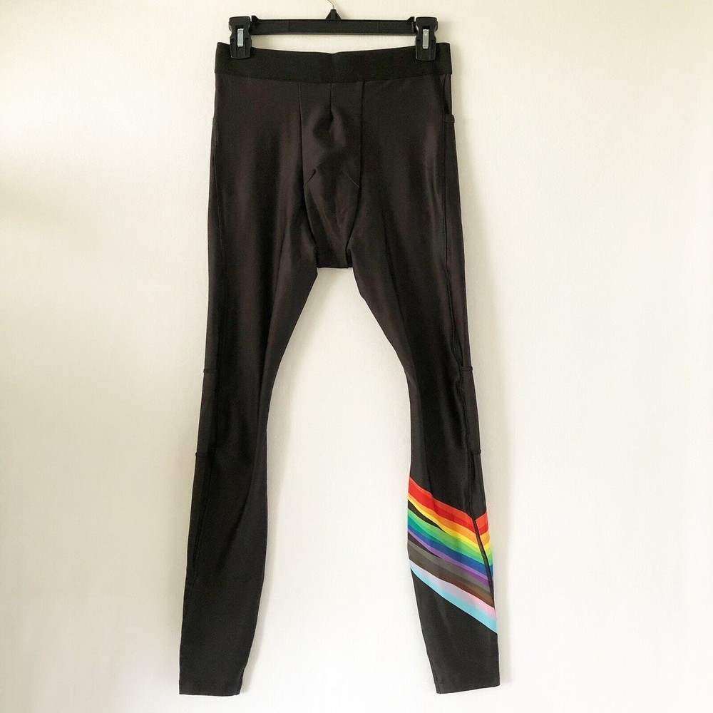 Peloton WITH Mens Large Pride Flag Noir Leggings Cycle Pants Exercise Workout